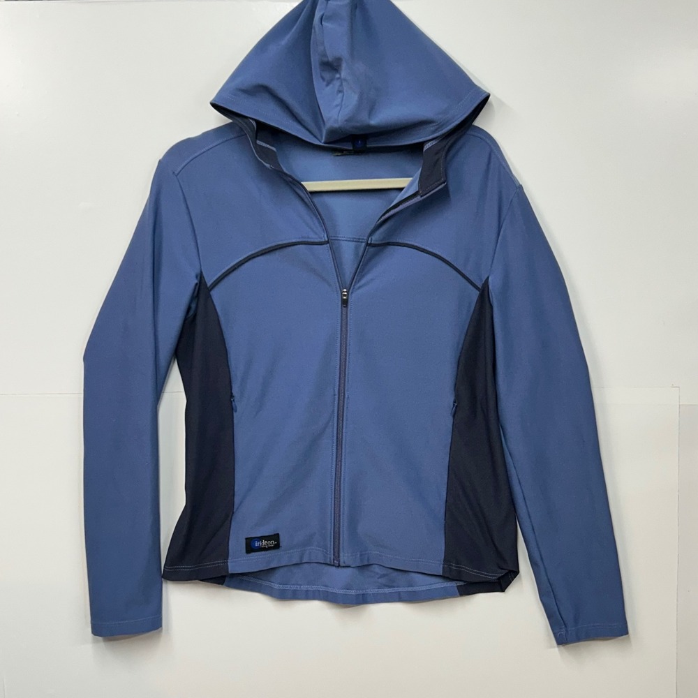 Irideon Riding Wear Womens Blue Full Zip Equestrian Hoodie Jacket Medium USA